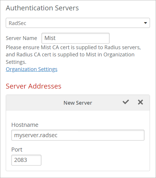 RadSec Settings